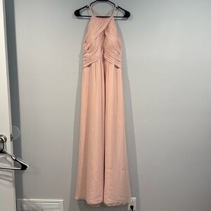 Morilee Madeline Gardner Light Pink Halter Top Maxi Formal Dress - Size 14